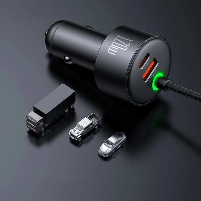 شارژر فندکی مک‌دودو CC-0370، تجربه شارژ کارآمد در خودرو با کابل فنری Type-C & Lightning، شارژ سریع 4 دستگاه، گارانتی و ارسال فوری از iDigie