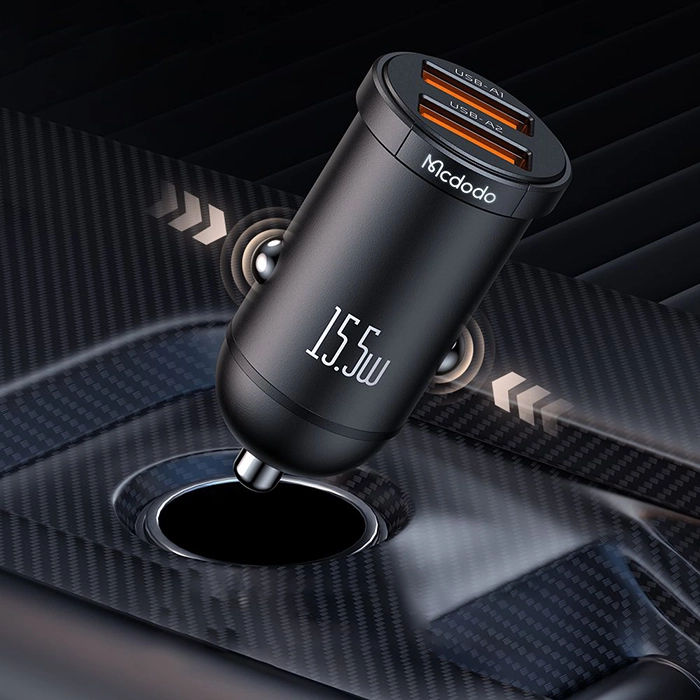 تصویر شارژر فندکی مک‌دودو CC-2950 | توان ۱۵٫۵ وات، ۲ پورت USB برای شارژ همزمان