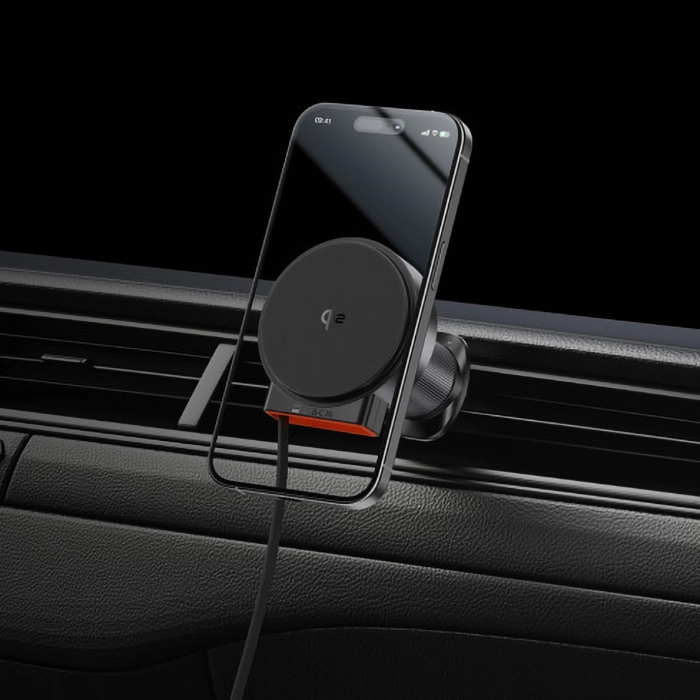 هولدر وایرلس و شارژر فندکی مکدودو CH-0090 با طراحی توان ۱۵W و کابل جمعشونده.