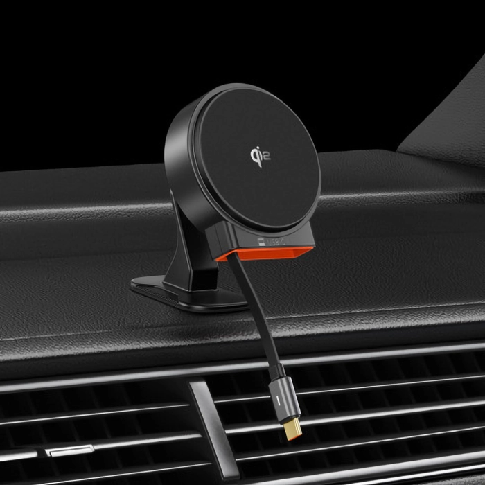 هولدر وایرلس و شارژر فندکی مکدودو CH-0090، راهحل مناسب برای شارژ و نگهداری گوشی شما در خودرو با توان ۱۵W و کابل جمعشونده