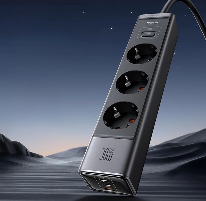 چندراهی و شارژر 30W GaN مک‌دودو CH-0620 با طراحی محافظ برق و فست شارژ PD