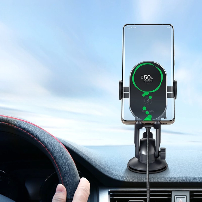 هولدر و شارژر وایرلس مک‌دودو CH-1600، راه‌حل مناسب برای شارژ سریع و نگهداری گوشی شما در خودرو با فست شارژ ۱۵ وات و کابل همراه