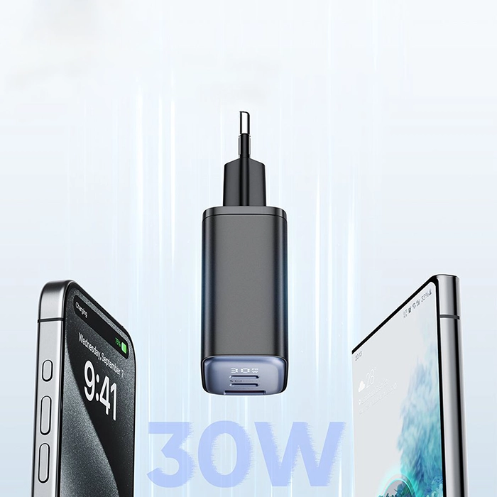 شارژر اصلی 30 وات مک‌دودو CH-2180 با قابلیت شارژ سریع PD/PPS، سه پورت (2C+1A) و نمایشگر دیجیتال LED