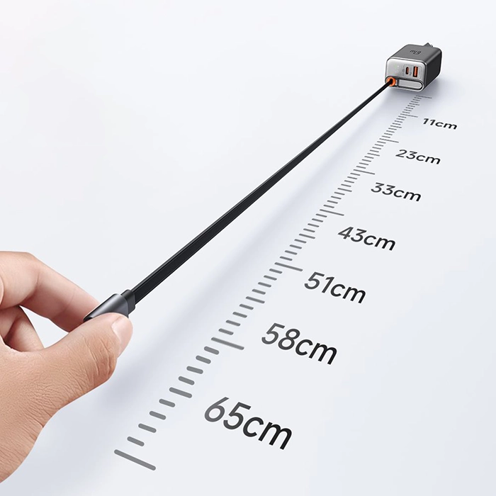 شارژر مک‌دودو CH-4100، تجربه شارژ کارآمد لپ‌تاپ با فناوری GaN، 3 پورت و کابل Type-C جمع‌شونده