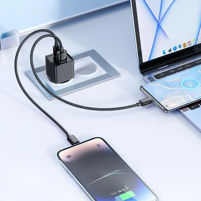 شارژر مک‌دودو CH-4151 با قابلیت شارژ سریع با فناوری GaN و دو پورت PD و QC برای آیفون و شیائومی