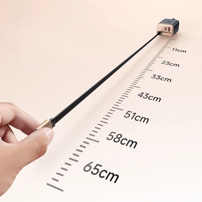 شارژر دیواری مک‌دودو CH-4281، راه‌حل مناسب برای شارژ با توان 40 وات، فناوری GaN، سه پورت و کابل تایپ‌سی جمع‌شونده