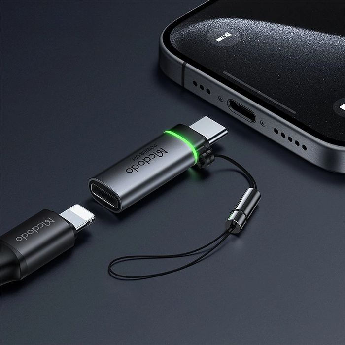 تبدیل Type-C به Lightning مکدودو OT-6010 با قابلیت شارژ سریع و ایمن و قطع کن اتوماتیک برای جلوگیری از آسیب به باتری