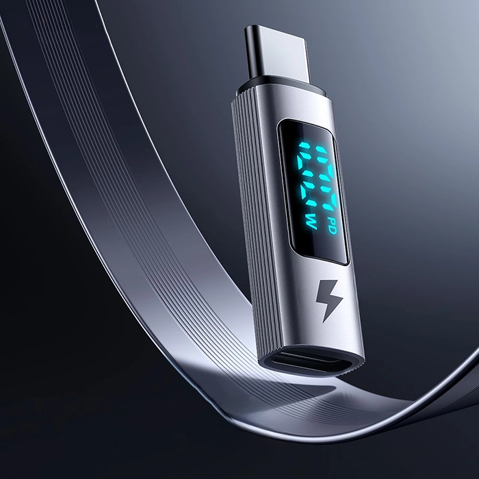 تبدیل Type-C به Type-C مکدودو OT-6090، راهحل مناسب برای شارژ سریع لپتاپ و دستگاههای پرقدرت با نمایش توان مصرفی