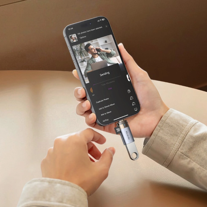 مبدل OTG مک‌دودو OT-7850، یو اس بی‌به لایتنینگ + کارت‌خوان Micro SD، سرعت ۴۸۰ Mbps