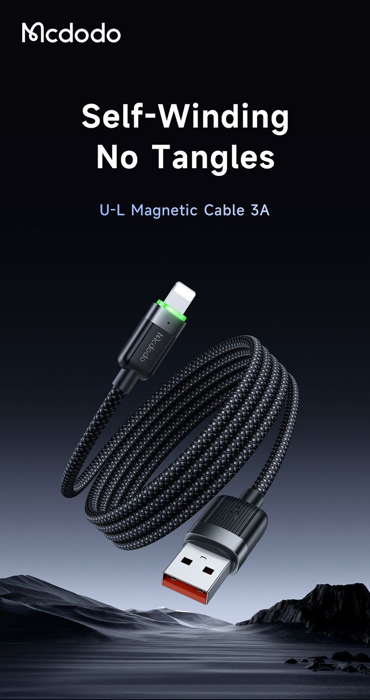 خریدکابل مکدودو (Mcdodo CA-6000) USB-A به Lightning 3A مگنتی – طول 1.2 متر، شارژ سریع و انتقال دیتا