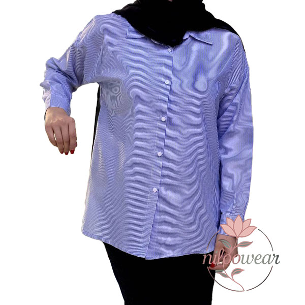 شومیز راه راه آبی (2909)
