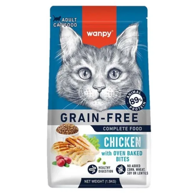 غذای خشک گربه بالغ ونپی بدون غلات با مرغ Wanpy Grain Free Adult Cat Chicken