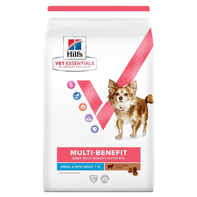 غذای خشک سگ بالغ نژاد کوچک هیلز Vet Essentials Multi-Benefit با بره و برنج Hill’s Small & Mini Adult 1–6 Lamb & Rice