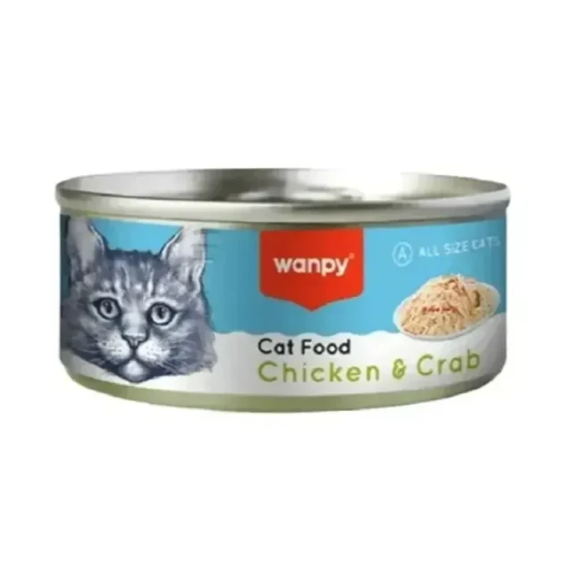 کنسرو گربه ونپی با مرغ و خرچنگ  Wanpy Chicken & Crab