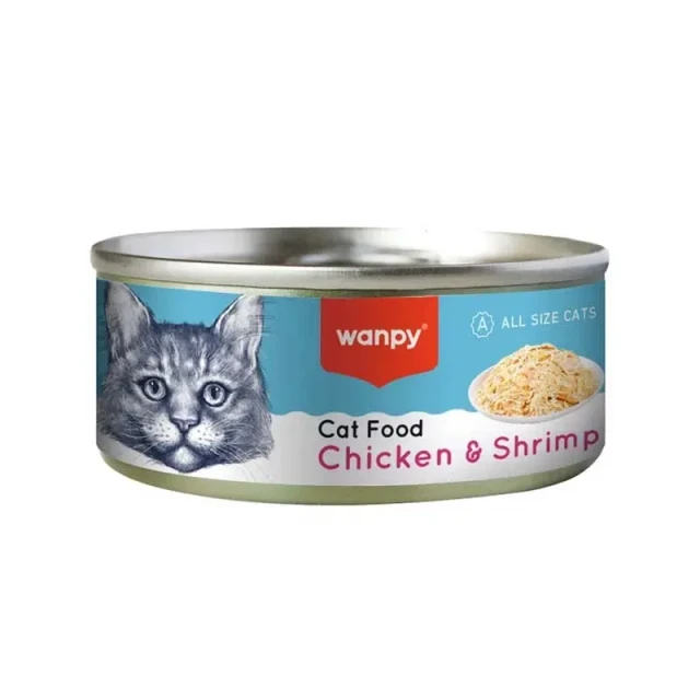 کنسرو گربه ونپی با مرغ و میگو Wanpy Chicken & Shrimp