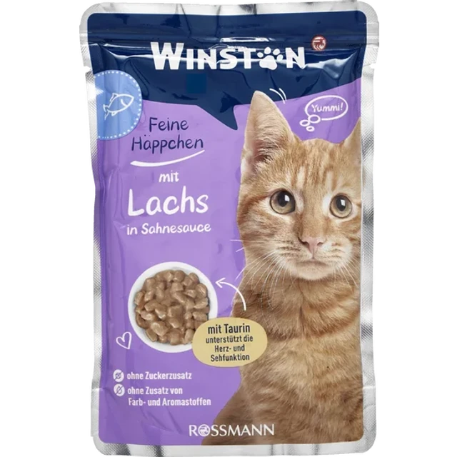 پوچ گربه بالغ وینستون با طعم سالمون در سس خامه‌ای Winston Adult Cat Pouch with Salmon in Cream Sauce