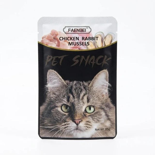 پوچ تشویقی گربه فنبی با طعم مرغ، خرگوش و صدف خوراکی FAENBEI Cat Snack Pouch with Chicken, Rabbit & Mussels