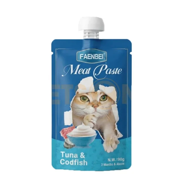 پوچ خمیری گربه فنبی با طعم ماهی تن و ماهی کاد FAENBEI Meat Paste Cat Snack with Tuna & Codfish