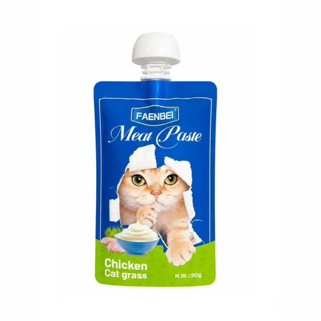 پوچ خمیری گربه فنبی با طعم مرغ و کت گراس FAENBEI Meat Paste Cat Snack with Chicken & Cat Grass