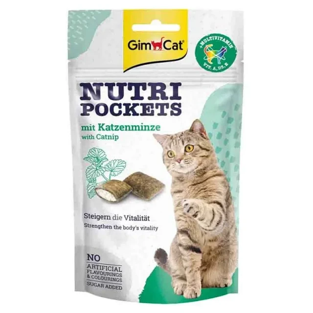 تشویقی گربه جیم‌کت حاوی کت‌نیپ و مولتی‌ویتامین GimCat Nutri Pockets Multi Vitamin & Catnip Cat Treats