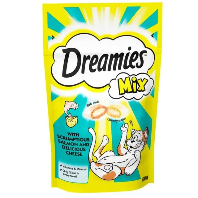 تشویقی گربه دریمیز با طعم ماهی سالمون و پنیر DREAMIES Mix Cat Treats with Salmon & Cheese