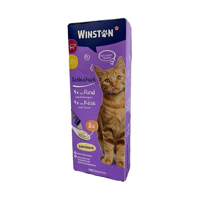 بستنی گربه وینستون با طعم گوشت گاو و پنیر Winston Schleckerli Beef & Cat Grass / Cheese & Taurine