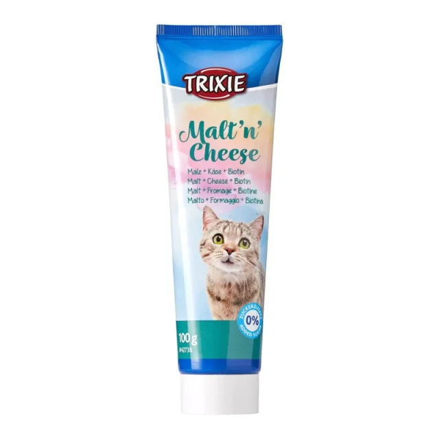 خمیر مالت گربه تریکسی با پنیر و بیوتین، مناسب کنترل گلوله مو TRIXIE Malt’n’Cheese Anti-Hairball Paste for Cats