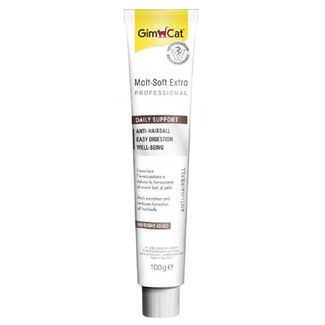 خمیر مالت آنتی‌هربال گربه جیم‌کت Malt-Soft Extra Professional پرفیبر GimCat Malt-Soft Extra Professional Anti-Hairball Paste