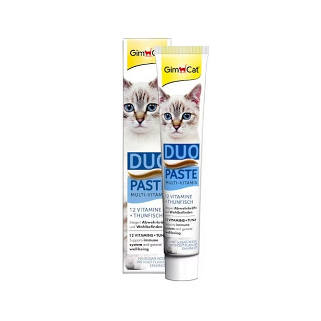 خمیر مولتی‌ ویتامین گربه جیم‌کت با طعم ماهی تن و ۱۲ ویتامین GimCat Duo Paste Multi-Vitamin with Tuna & 12 Vitamins