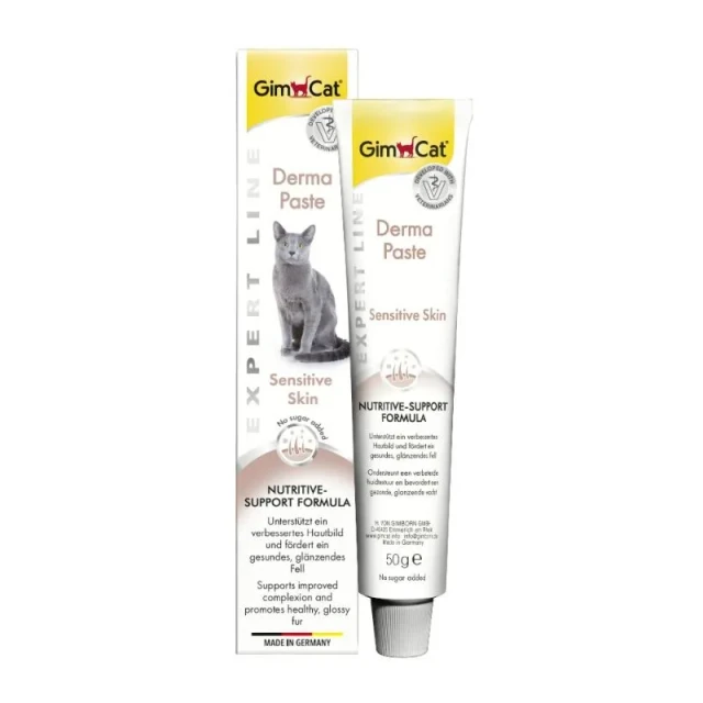 خمیر مکمل پوست و مو گربه جیم‌کت مخصوص پوست حساس  GimCat Derma Paste Expert Line for Sensitive Skin