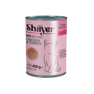کنسرو پته گربه بالغ شایر با مرغ و بوقلمون  Shayer Pate Chicken & Turkey