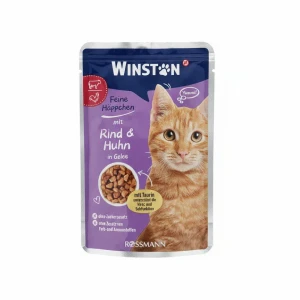 پوچ گربه بالغ وینستون با طعم گوشت گاو و مرغ در ژله Winston Beef & Chicken In Jelly