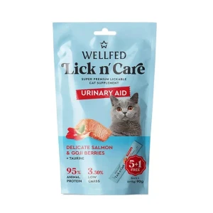 بستنی گربه ولفد Lick n’ Care مخصوص سلامت دستگاه ادراری با طعم سالمون و گوجی بری WELLFED Lick n’ Care Urinary Aid Salmon & Goji Berries