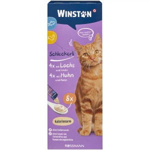 بستنی گربه وینستون با طعم سالمون و مرغ Winston Schleckerli Salmon & Inulin / Chicken & Biotin