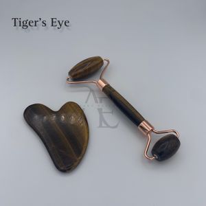 ست گواشا و ماساژور رولی-سنگ چشم ببر (Tiger's Eye)