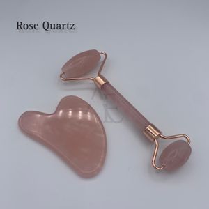 ست گواشا و ماساژور رولی-سنگ رز کوارتز (A+)