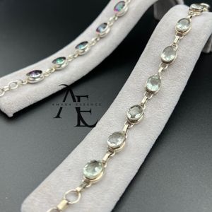 دستبند نقره همراه سنگ زبرجد اصل