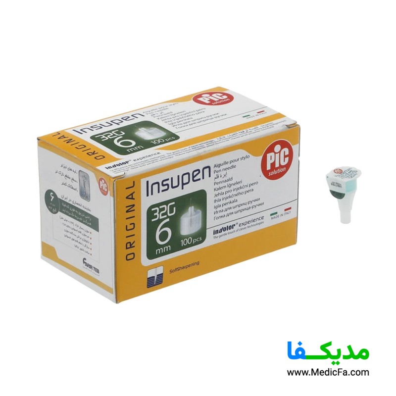 سوزن قلم انسولین پیک سلوشن 6 میلی متر بسته 100 عددی