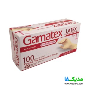 دستکش لاتکس حریر مدل گاماتکس بسته 100 عددی سایز L