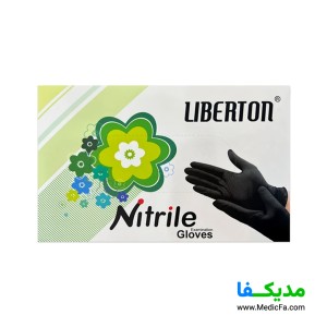 دستکش نیتریل لیبرتون مدل بدون پودر سایز M بسته 100 عددی