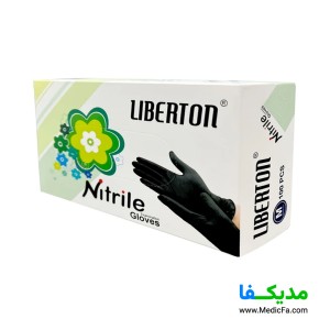 دستکش نیتریل لیبرتون مدل بدون پودر سایز M بسته 100 عددی