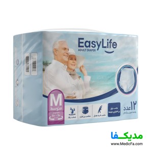 پوشینه شورتی بزرگسال ایزی لایف سایز متوسط بسته 12 عددی