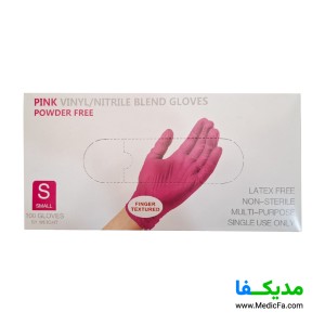 دستکش نیتریل صورتی مدل بدون پودر بسته 100 عددی سایز S