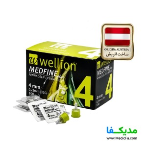 سوزن قلم انسولین Wellion Medfine Plus بسته ۱۰۰ عددی 4 میلی متر