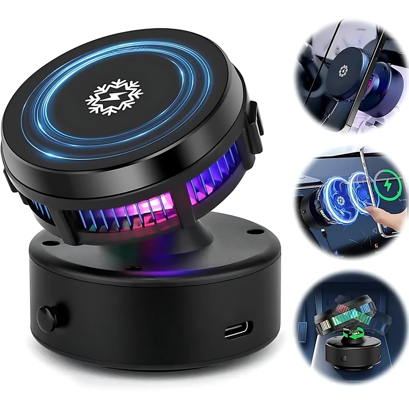 پایه نگهدارنده مگ سیف، شارژر وایرلس و فن خنک‌کننده گوشی موبایل قابل شارژ چندکاره