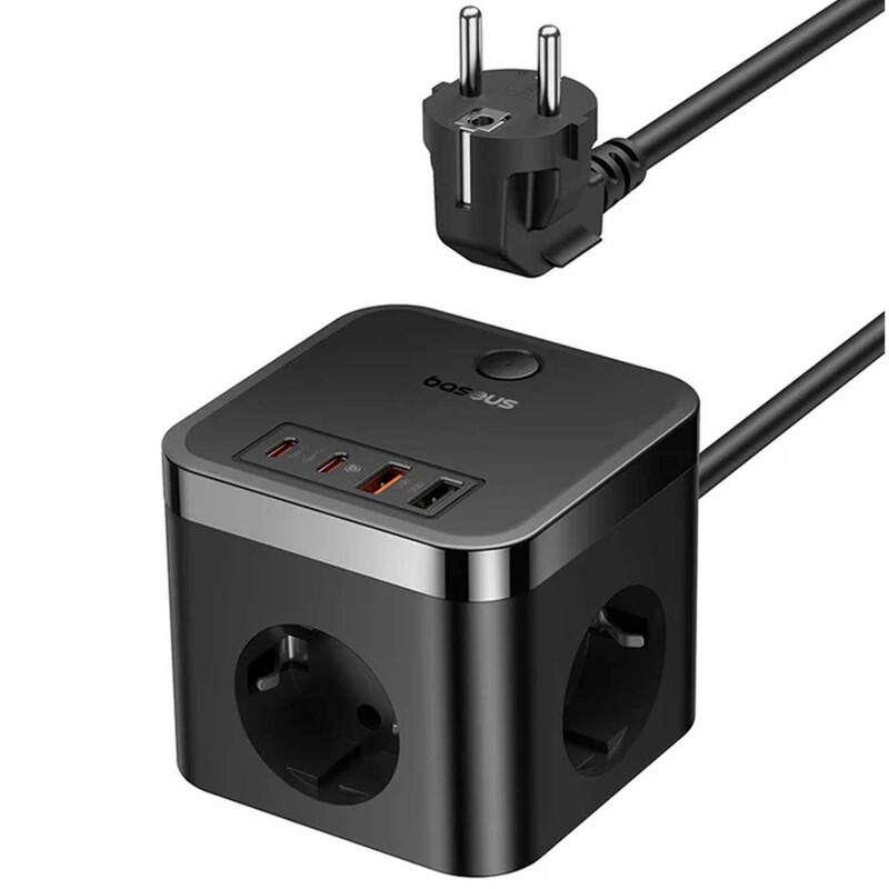 پاوراستریپ سه سوکت 4000 وات و هاب شارژ 2 یو‌اس‌بی و 2 تایپ‌سی 30 وات بیسوس