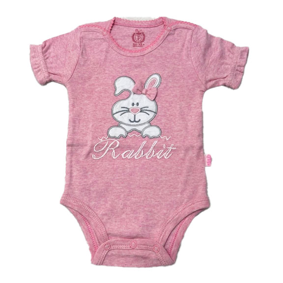 بادی آستین کوتاه نوزادی دخترانه طرح خرگوش rabbit پاریز Pariz