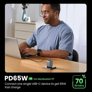 خرید شارژر دیواری 65 وات Nexode Pro سه پورت یوگرین همراه با کابل 5 آمپر تایپ سی