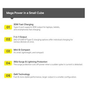 چندراهی و محافظ برق سه سوکت 4000 وات و هاب شارژ 2 یو‌اس‌بی و 2 تایپ‌سی 30 وات بیسوس