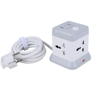 خرید چندراهی مکعبی برق وشارژر دیواری 4 سوکت و 2 یو اس بی و 1 تایپ سی با کابل متصل دومتری هایکو استار